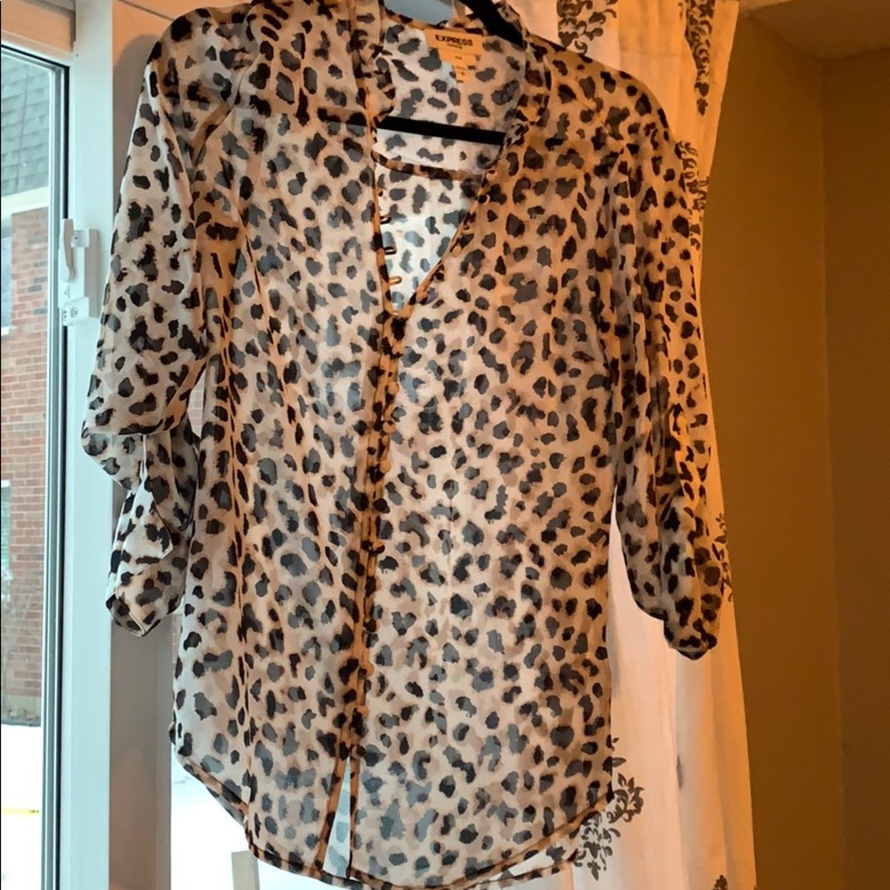 Sheer cheetah print work blouse